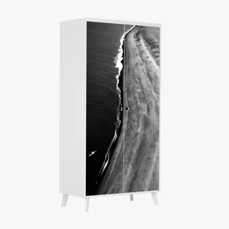 Schrankaufkleber monochrome küstenaufnahme aus der luft