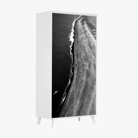Schrankaufkleber monochrome küstenaufnahme aus der luft – Pixers®