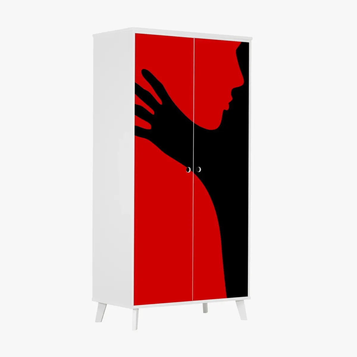 Schrankaufkleber kräftige rot-schwarze silhouette – Pixers®