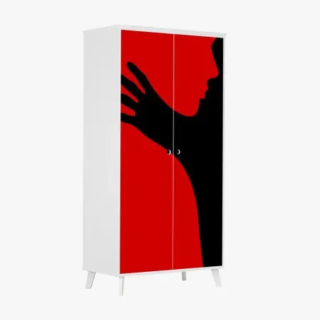Schrankaufkleber kräftige rot-schwarze silhouette – Pixers®