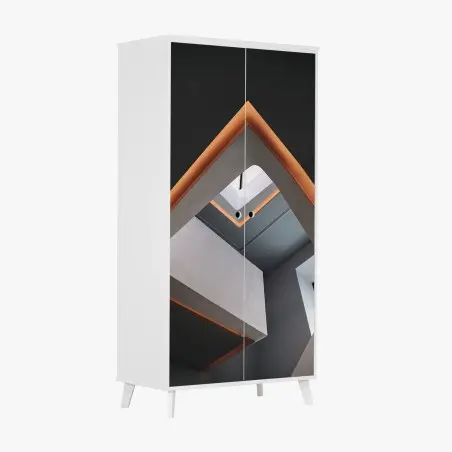 Schrankaufkleber minimalistisches geometrisches interieur mit oberlicht – Pixers®