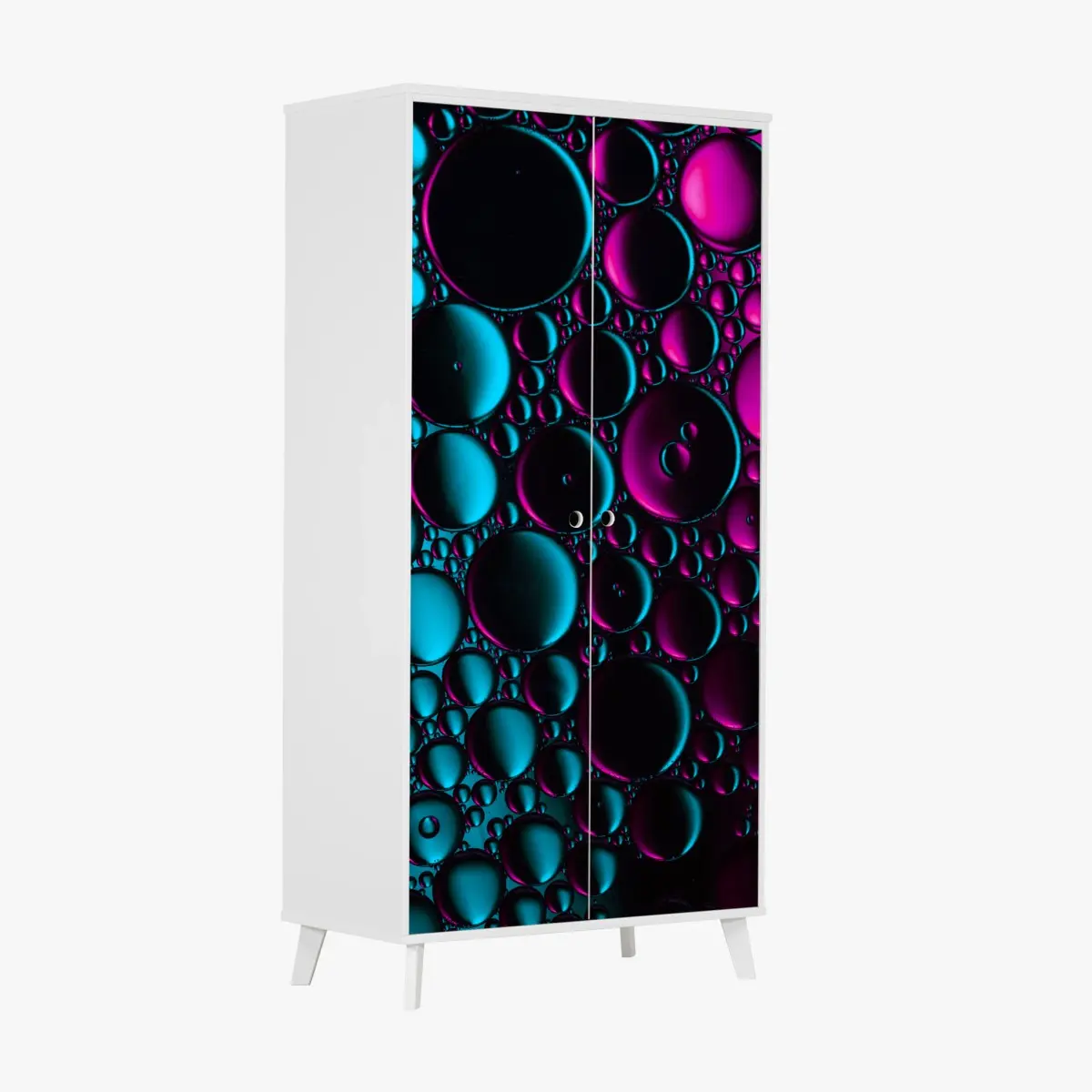 Schrankaufkleber türkis-magenta blasenmuster – Pixers®