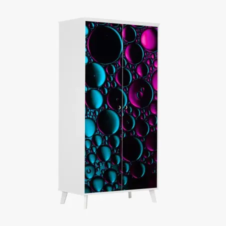 Schrankaufkleber türkis-magenta blasenmuster – Pixers®