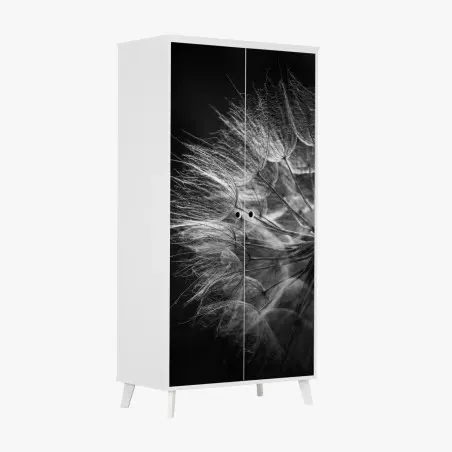 Schrankaufkleber zarter löwenzahn in monochrom – Pixers®