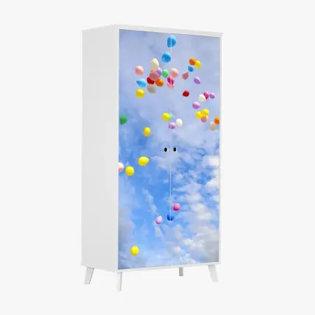 Schrankaufkleber bunte luftballons steigen in den himmel – Pixers®