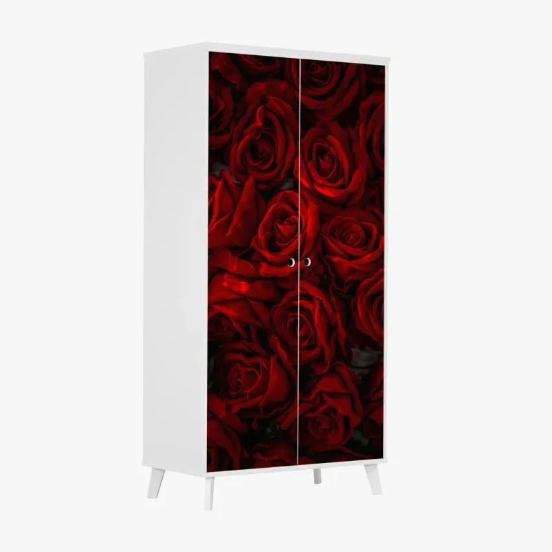 Schrankaufkleber intensive rote rosen nahaufnahme