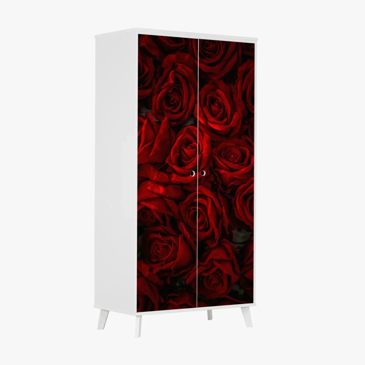 Schrankaufkleber intensive rote rosen nahaufnahme – Pixers®