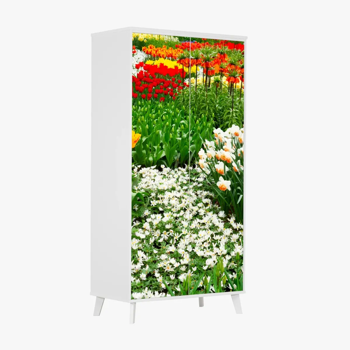 Schrankaufkleber lebendiger frühlingsblumengarten – Pixers®