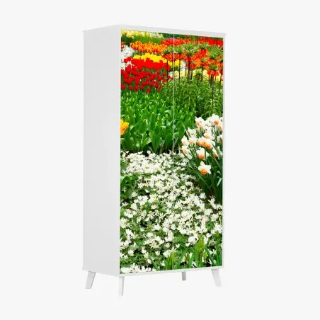 Schrankaufkleber lebendiger frühlingsblumengarten – Pixers®