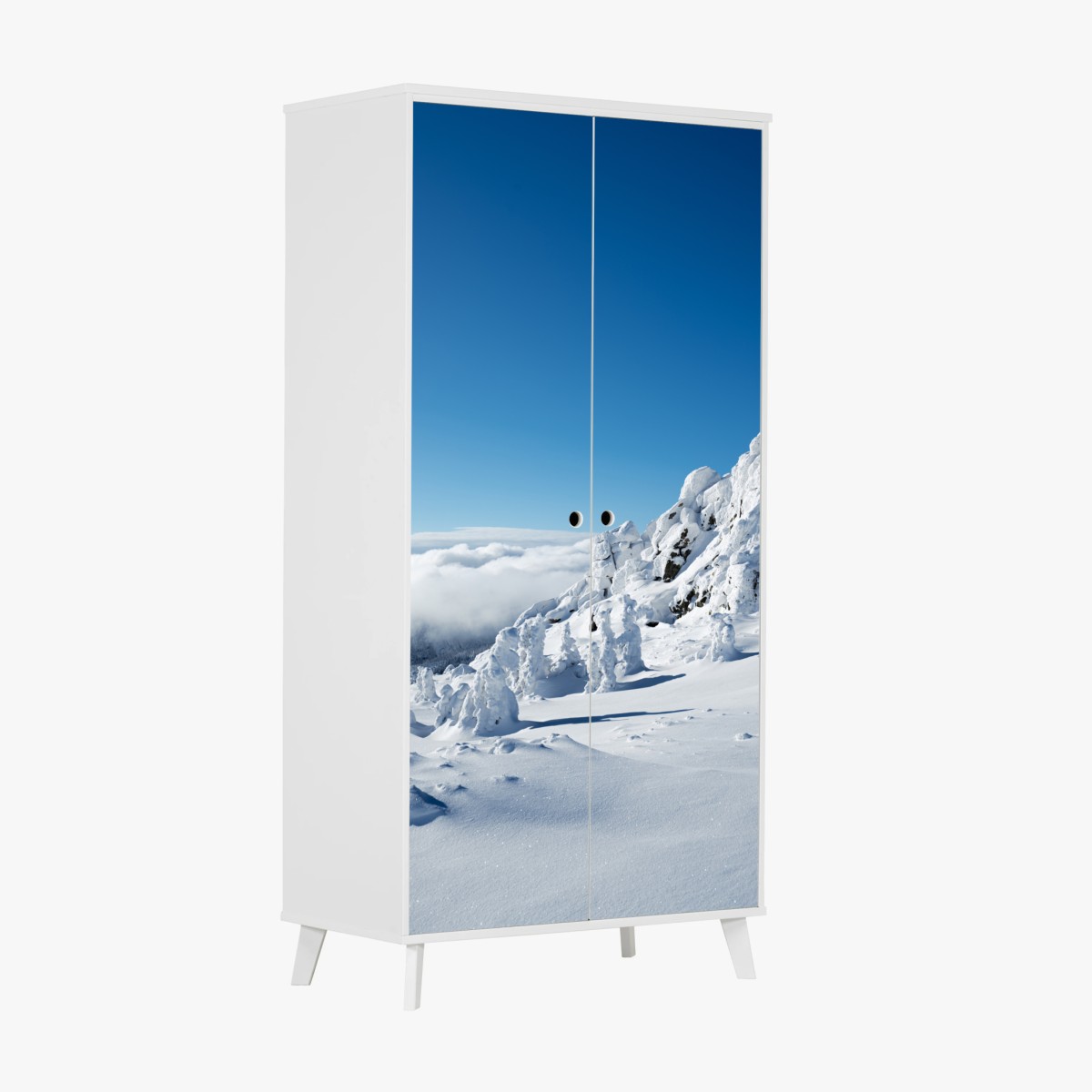 Schrankaufkleber ruhige verschneite berglandschaft – Pixers®