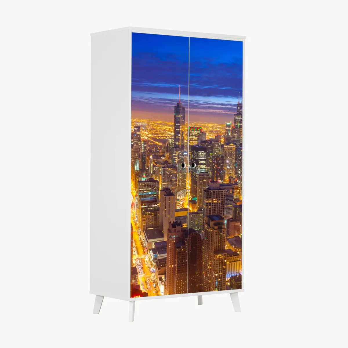 Schrankaufkleber Chicago nächtliche skyline panorama – Pixers®
