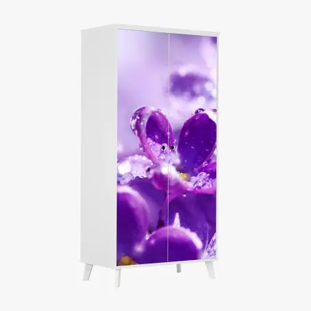 Schrankaufkleber lila fliederblüte mit tau – Pixers®