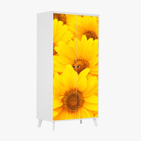 Schrankaufkleber leuchtende gelbe sonnenblumen in nahaufnahme – Pixers®