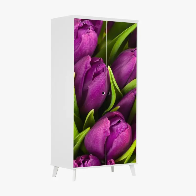 Schrankaufkleber lila tulpen im bukett