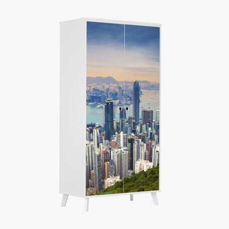 Schrankaufkleber Hong Kong stadtpanorama bei dämmerung – Pixers®