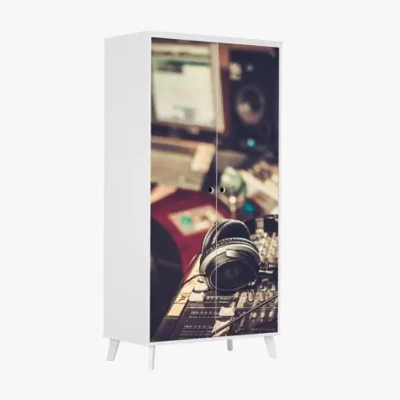 Schrankaufkleber vintage aufnahmestudio am mischpult – Pixers®
