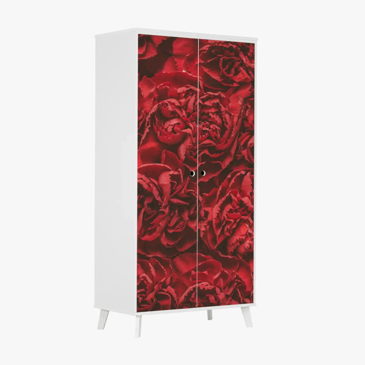 Schrankaufkleber vintage rote nelken blumenmuster – Pixers®