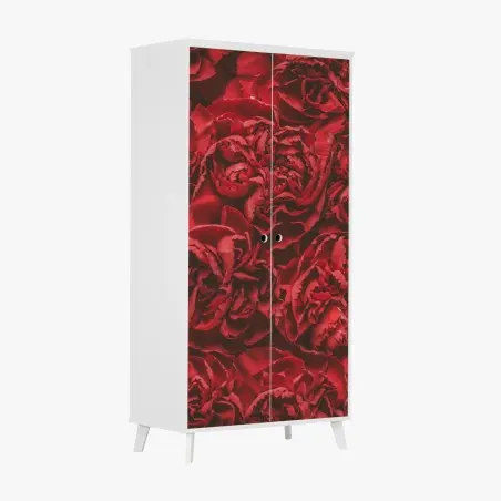 Schrankaufkleber vintage rote nelken blumenmuster – Pixers®