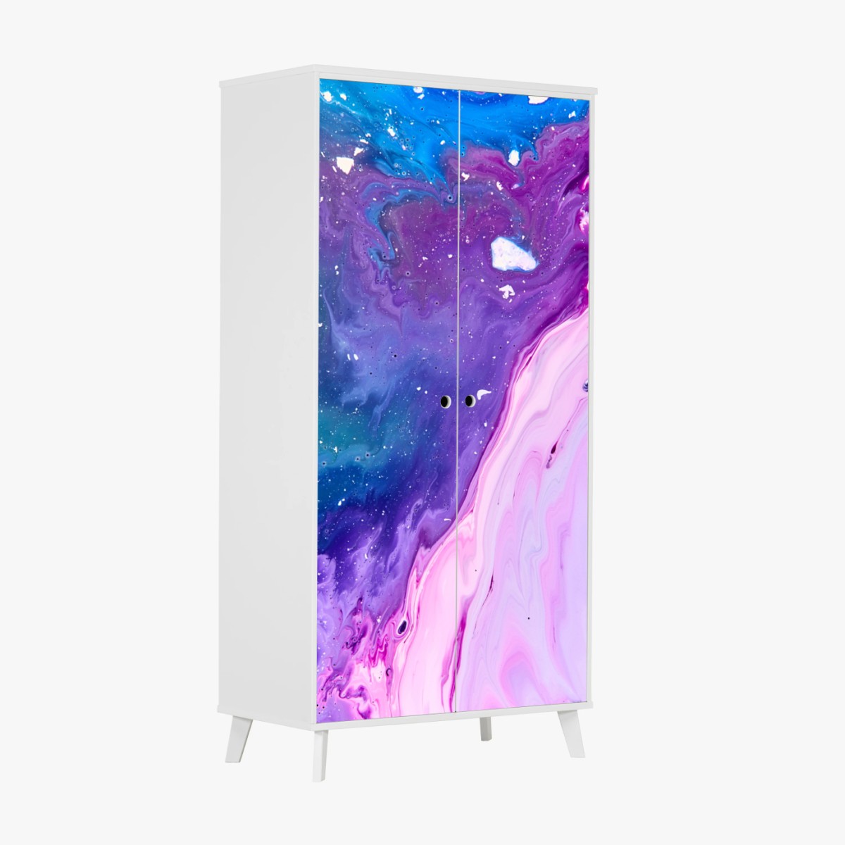 Schrankaufkleber lebendige blau-violette abstrakte acrylmalerei – Pixers®