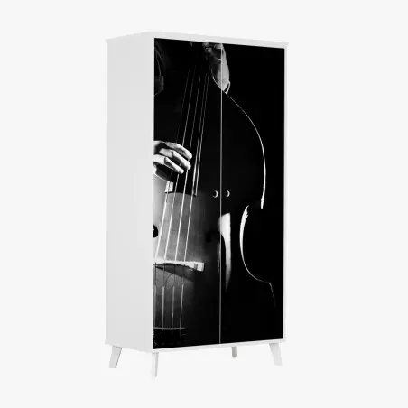 Schrankaufkleber kontrabassist im dramatischen licht – Pixers®