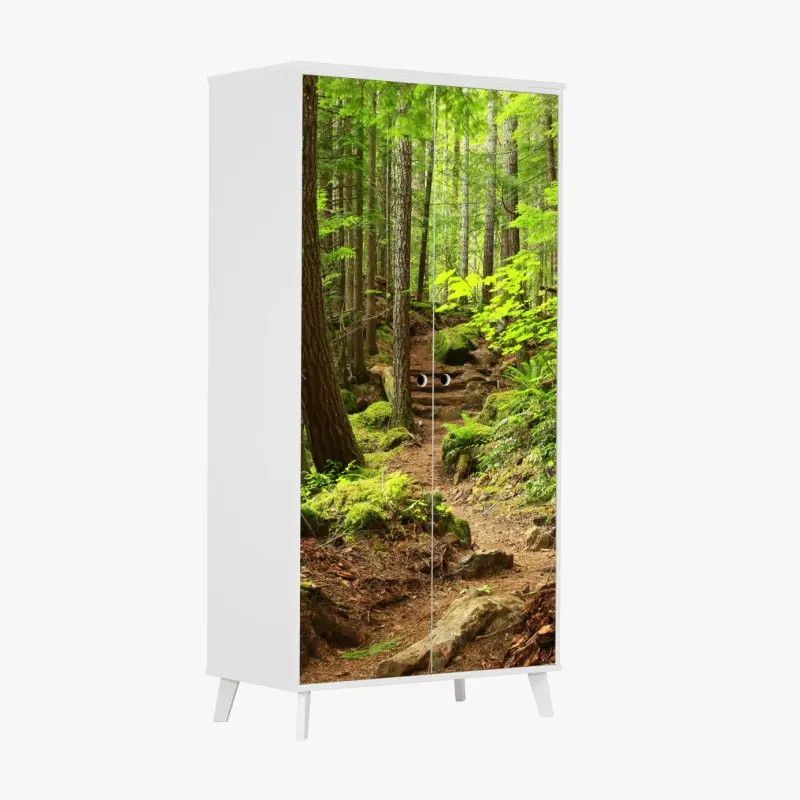 Schrankaufkleber moosiger waldpfad