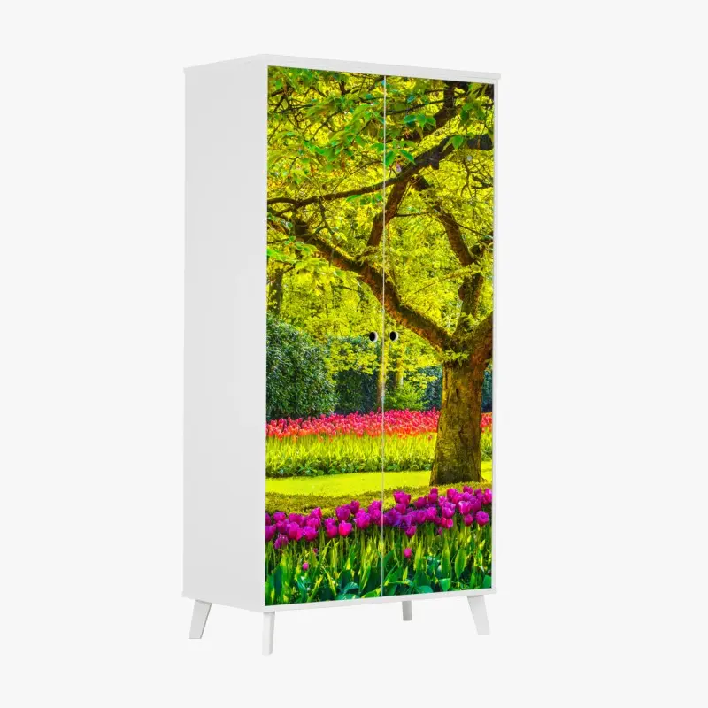 Schrankaufkleber bunter tulpengarten in Keukenhof