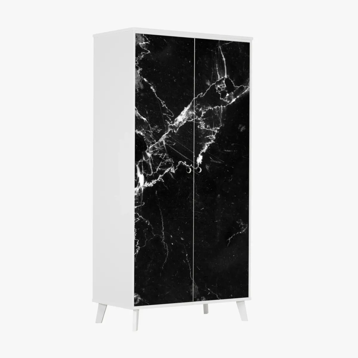 Schrankaufkleber schwarzer marmor mit adern – Pixers®