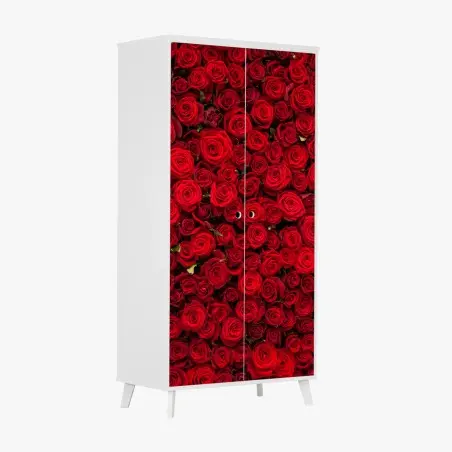 Schrankaufkleber endlose wand aus roten rosen – Pixers®