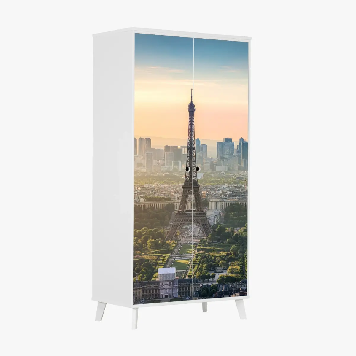 Schrankaufkleber Paris stadtbild bei sonnenuntergang mit dem Eiffelturm – Pixers®
