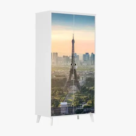Schrankaufkleber Paris stadtbild bei sonnenuntergang mit dem Eiffelturm – Pixers®