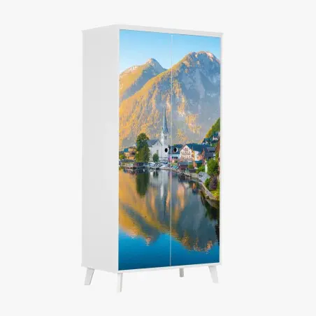 Schrankaufkleber morgendlicher lichtglanz über Hallstatt am see – Pixers®