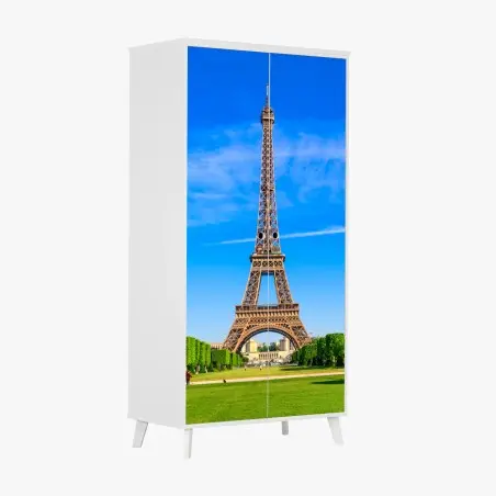 Schrankaufkleber Eiffelturm am Champ de Mars, lebendige pariser skyline – Pixers®