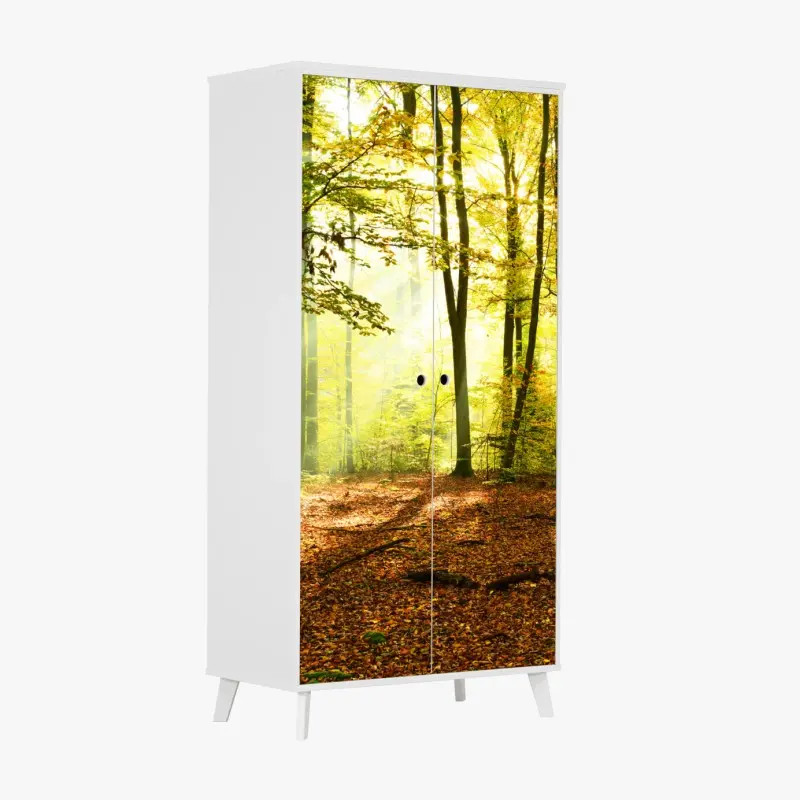 Schrankaufkleber goldener herbstwald am morgen