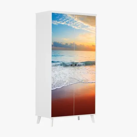 Schrankaufkleber ruhiger sonnenuntergang über dem meer – Pixers®