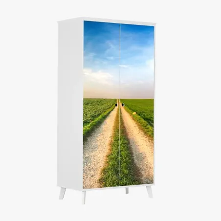 Schrankaufkleber feldweg durch grüne felder – Pixers®