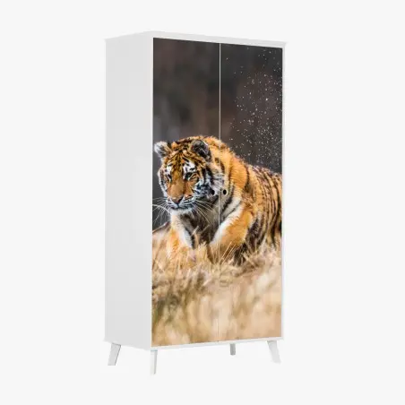 Schrankaufkleber sibirischer tiger in bewegung – Pixers®
