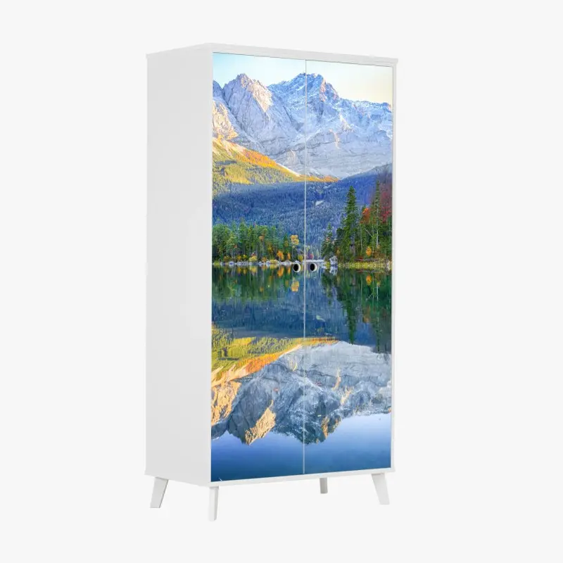 Schrankaufkleber herbstliche spiegelung am Eibsee bei Zugspitze