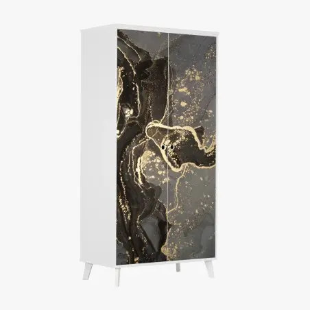 Schrankaufkleber luxuriöser schwarz-goldener marmor abstrakt – Pixers®