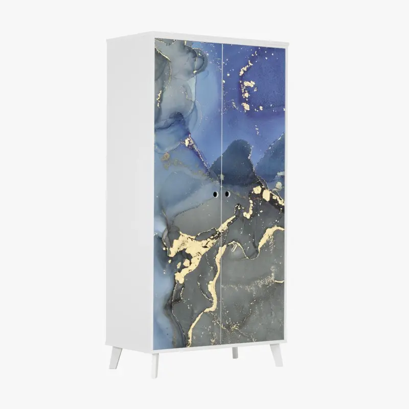 Schrankaufkleber luxuriöse blau-goldene abstraktion