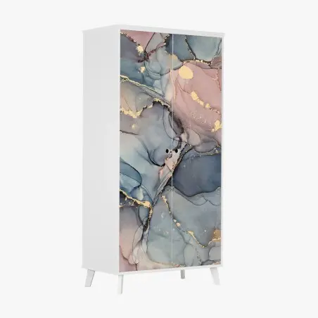Schrankaufkleber zarte pastell-flüssigmarmor mit goldadern – Pixers®