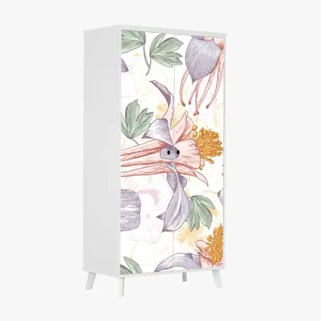 Schrankaufkleber zarte pastellblumen im botanischen stil – Pixers®