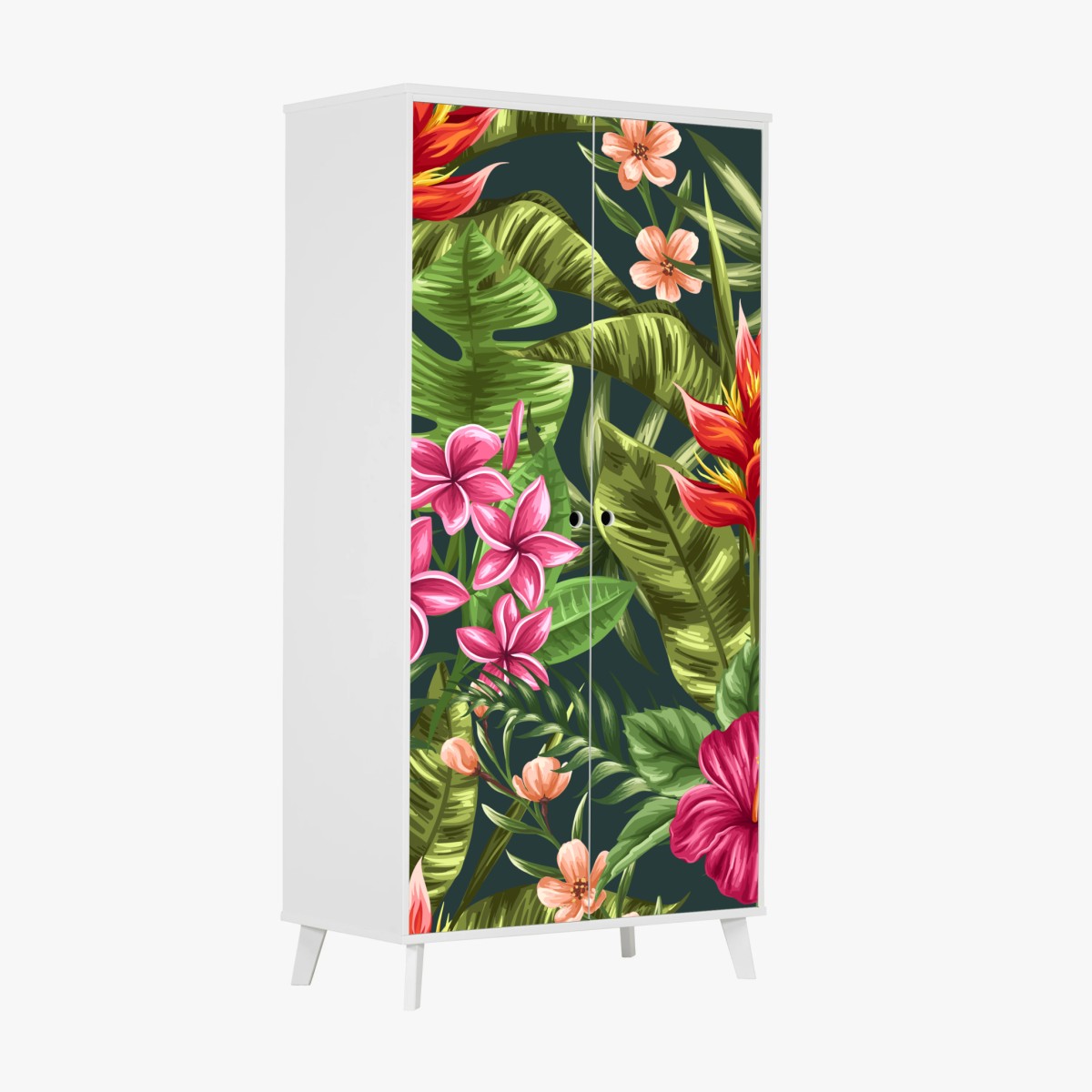 Schrankaufkleber tropisches hibiskus- und plumeria-blumenmuster – Pixers®