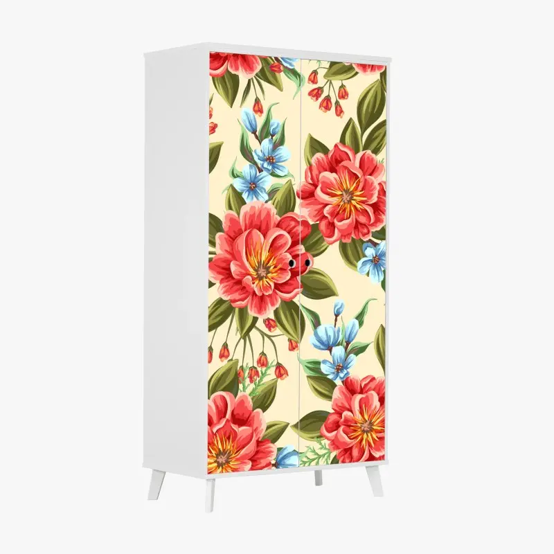 Schrankaufkleber lebhaftes aquarell blumenmuster