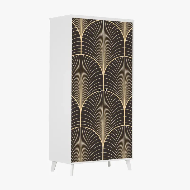 Schrankaufkleber art deco goldenes fächermuster