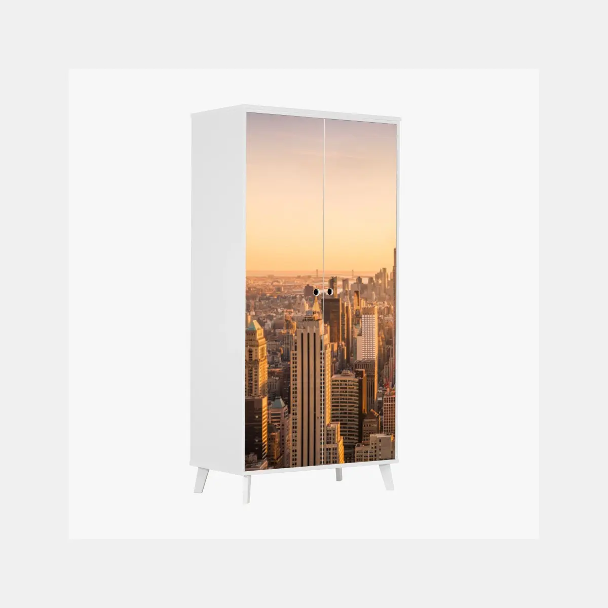 Schrankaufkleber goldener sonnenuntergang über der skyline von New York – Pixers®