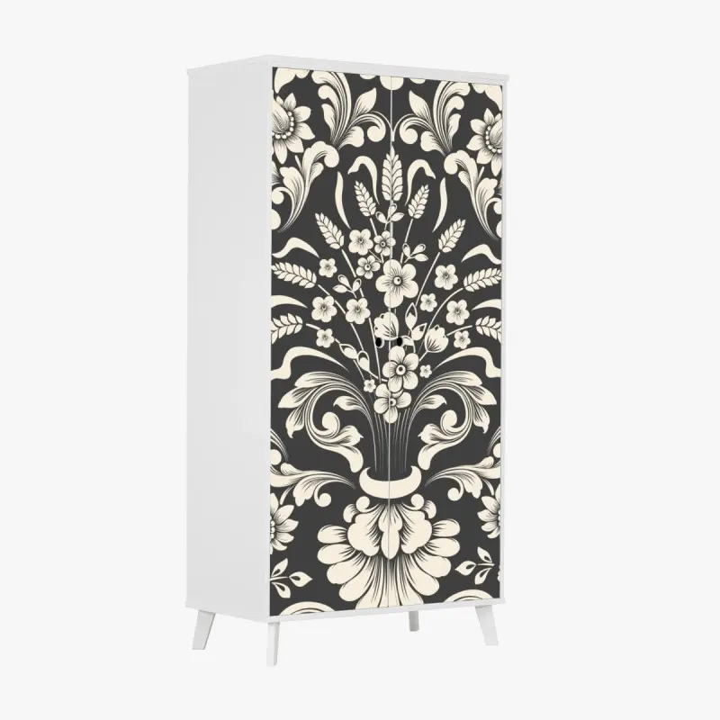 Schrankaufkleber vintage blumiges damastmuster