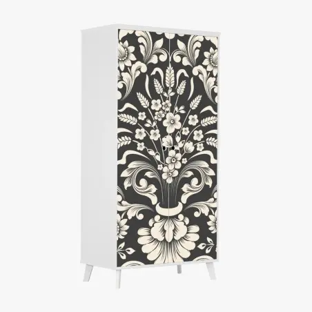 Schrankaufkleber vintage blumiges damastmuster – Pixers®