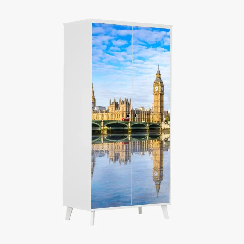 Schrankaufkleber London skyline mit spiegelung auf dem fluss