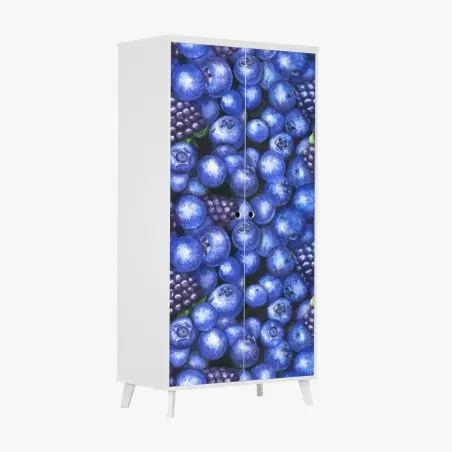 Schrankaufkleber aquarellmuster mit blaubeeren und brombeeren – Pixers®