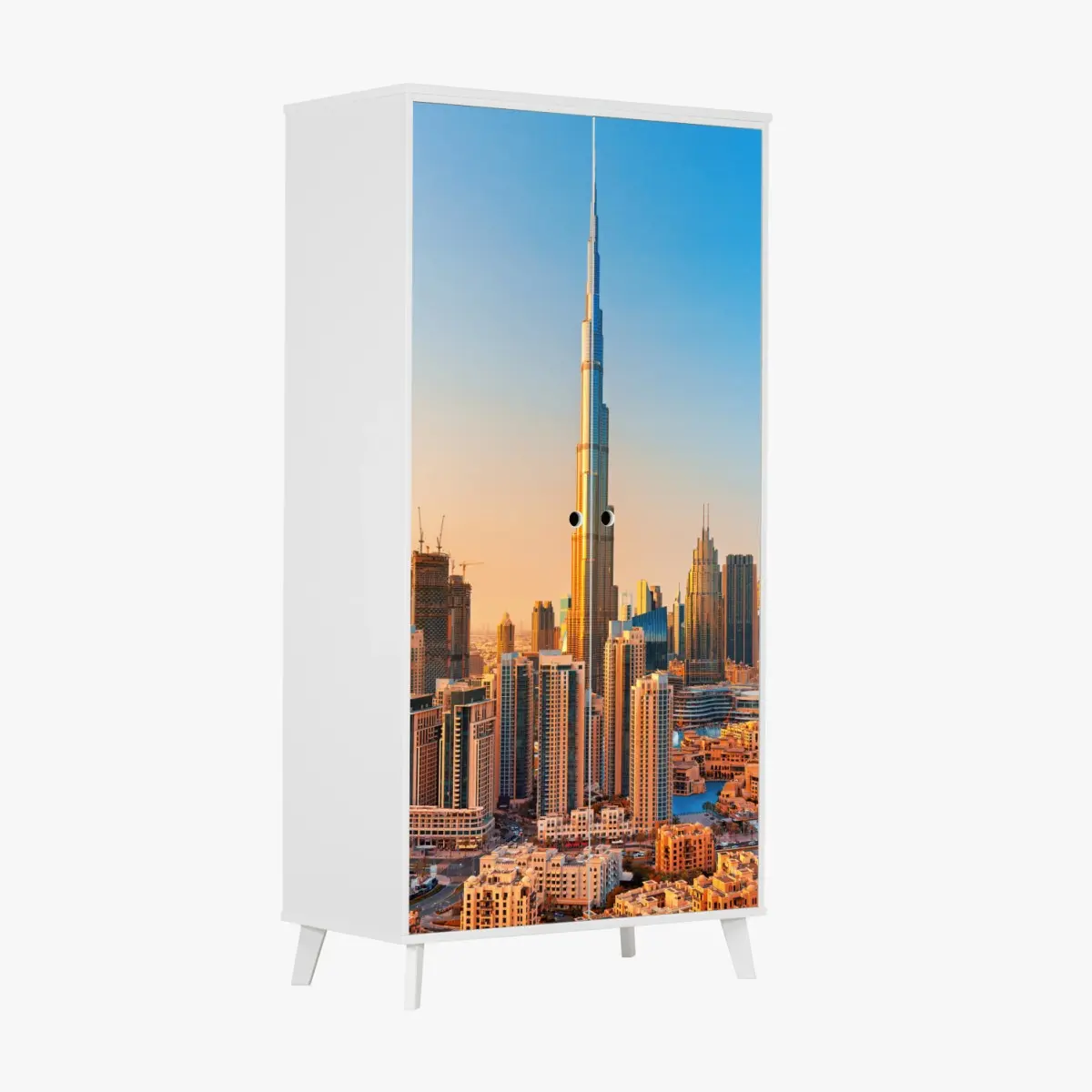 Schrankaufkleber Dubai skyline in der goldenen stunde – Pixers®